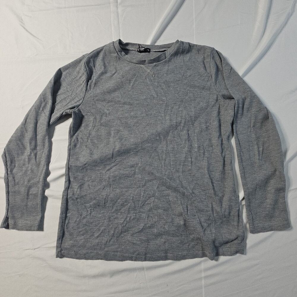 English Laundry Shirt Mens Gray Waffle Knit Thermal Long Sleeve Casual - No Size